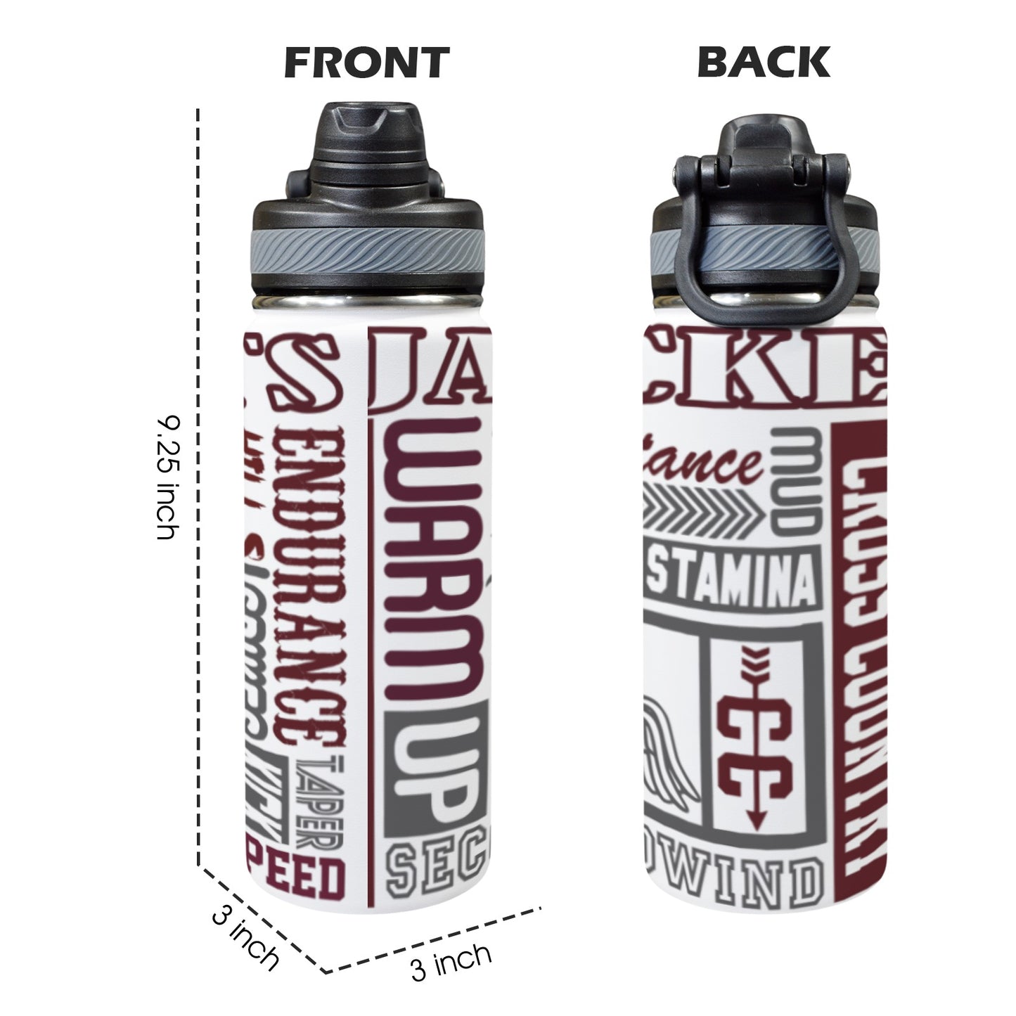 XC yellowjackets water bottle 20oz Insulated Water Bottle with Dual-Use Lid (18oz)