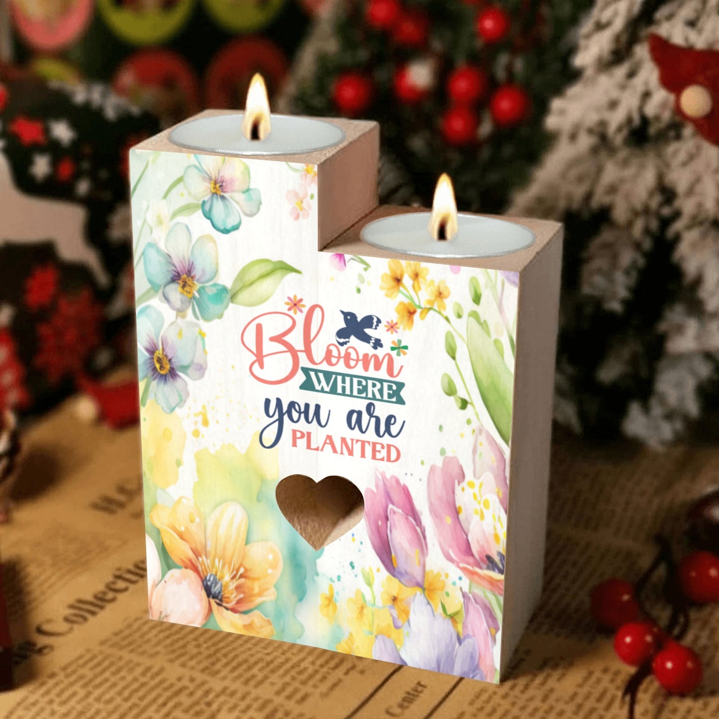 Bloom where you are planted Wooden Candle Wooden Candle Holder (Without Candle)