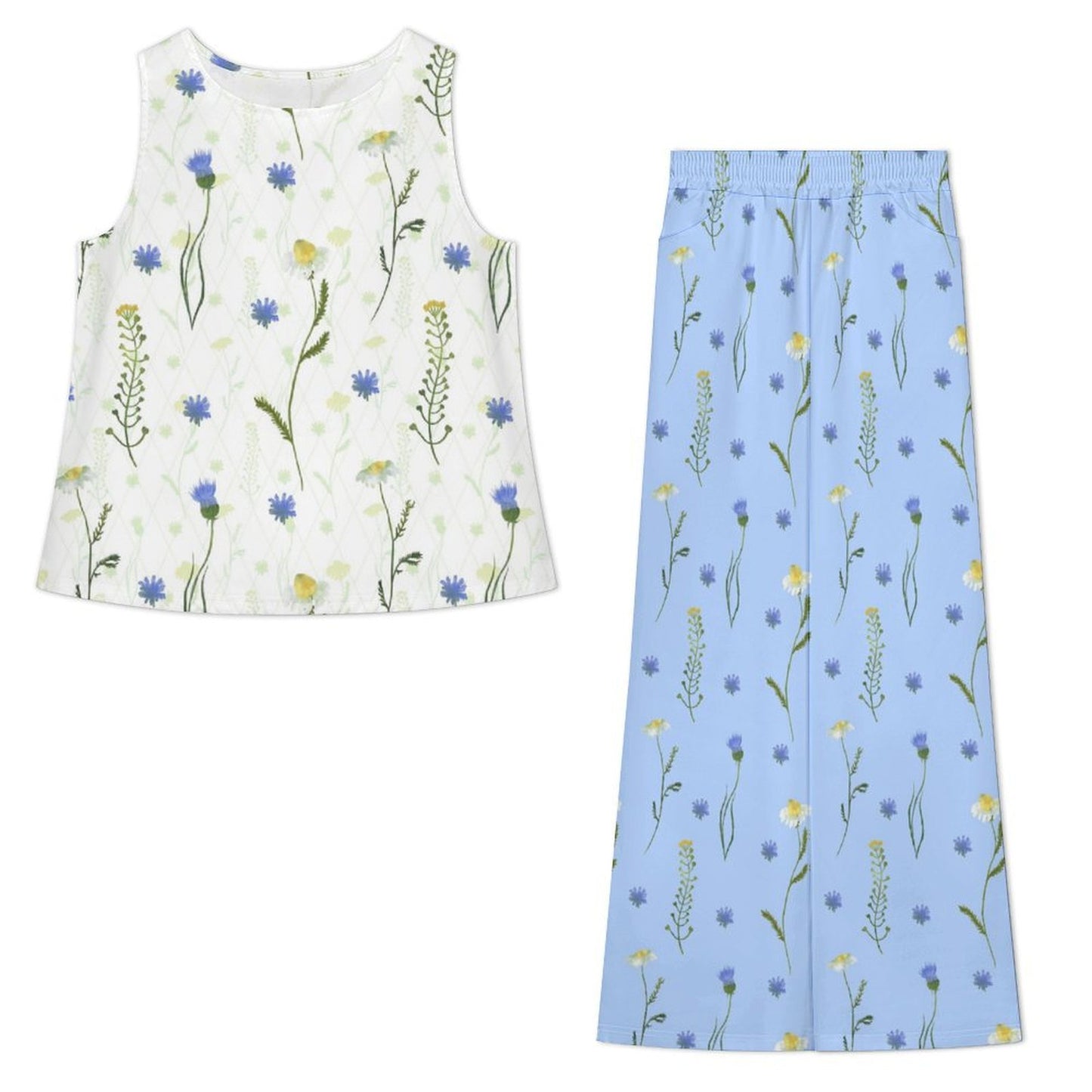 Sleeveless suit Chiffon Sleeveless Top and Pants Set