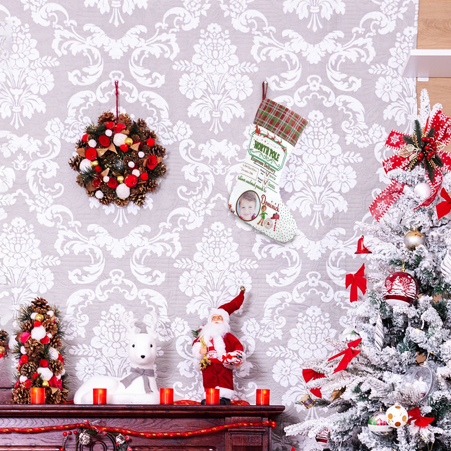 custom Christmas stocking Sequin trim