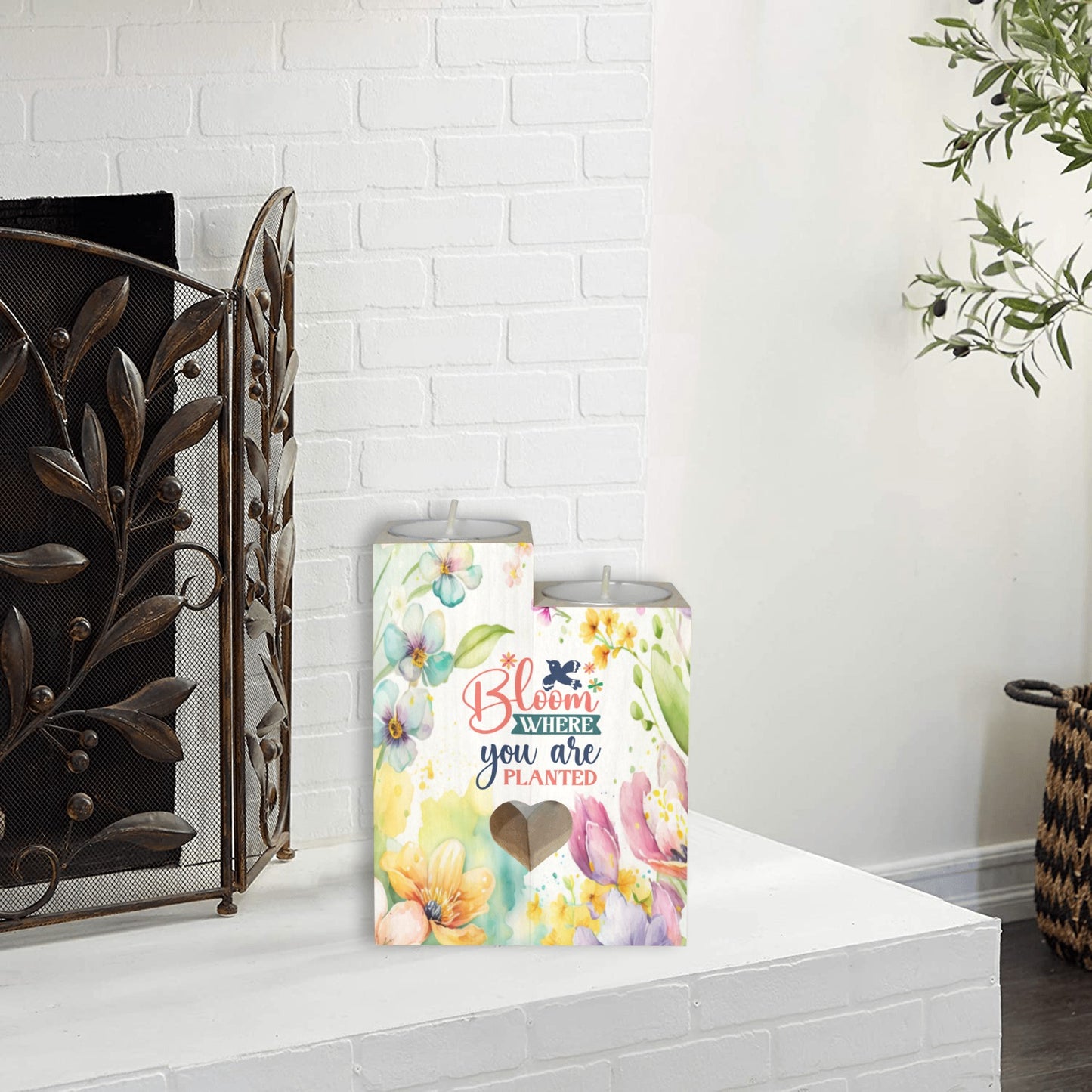 Bloom where you are planted Wooden Candle Wooden Candle Holder (Without Candle)