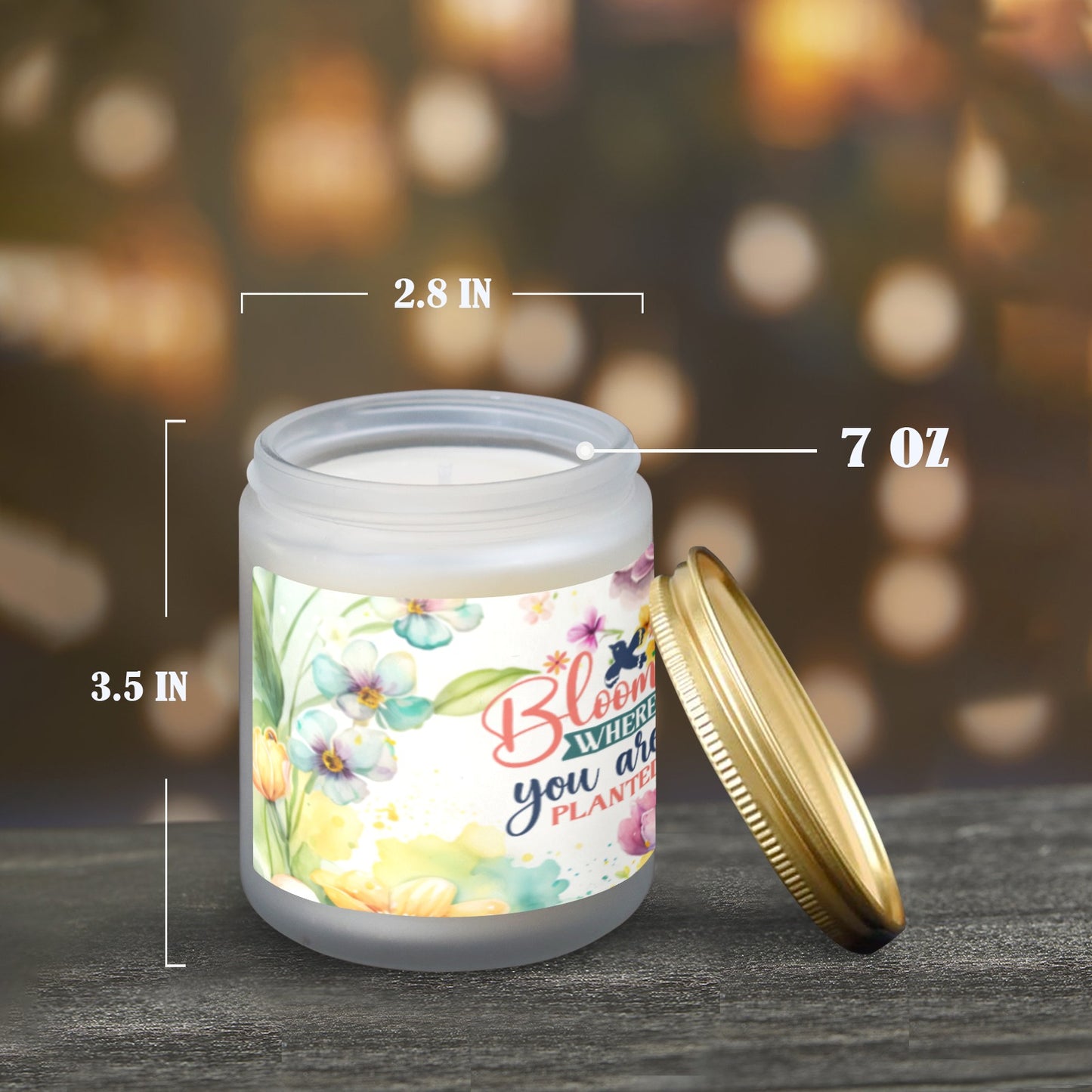 Bloom where you are planted- Candle glass Frosted Glass Candle Cup - Large Size