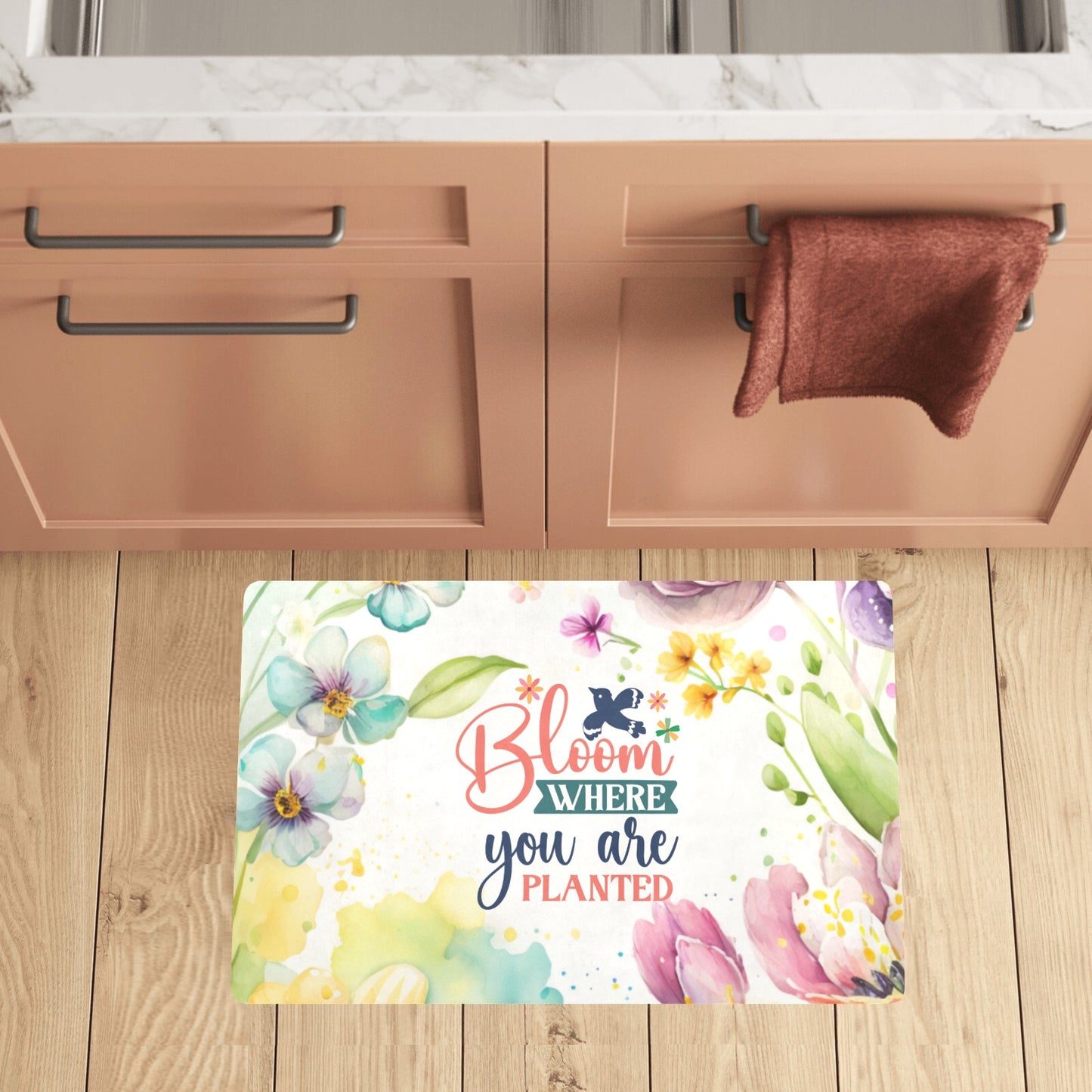 Bloom where you are planted- Kitchen Mag Kitchen Mat 28"x17"