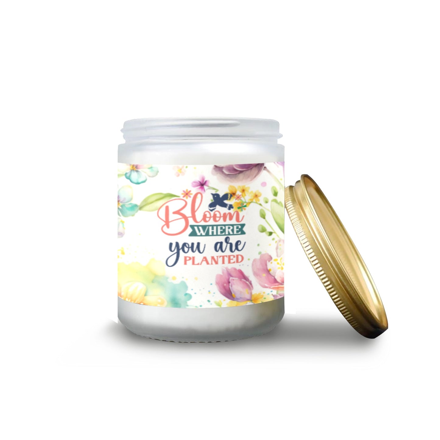 Bloom where you are planted- Candle glass Frosted Glass Candle Cup - Large Size