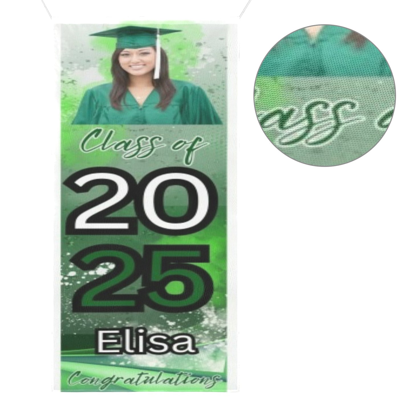 Grad Green door sign custom photo with background Door Banner