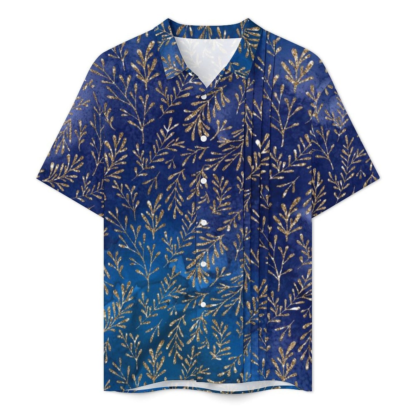 Short sleeved shirt Men's Lapel Collar Folds Design Shirt