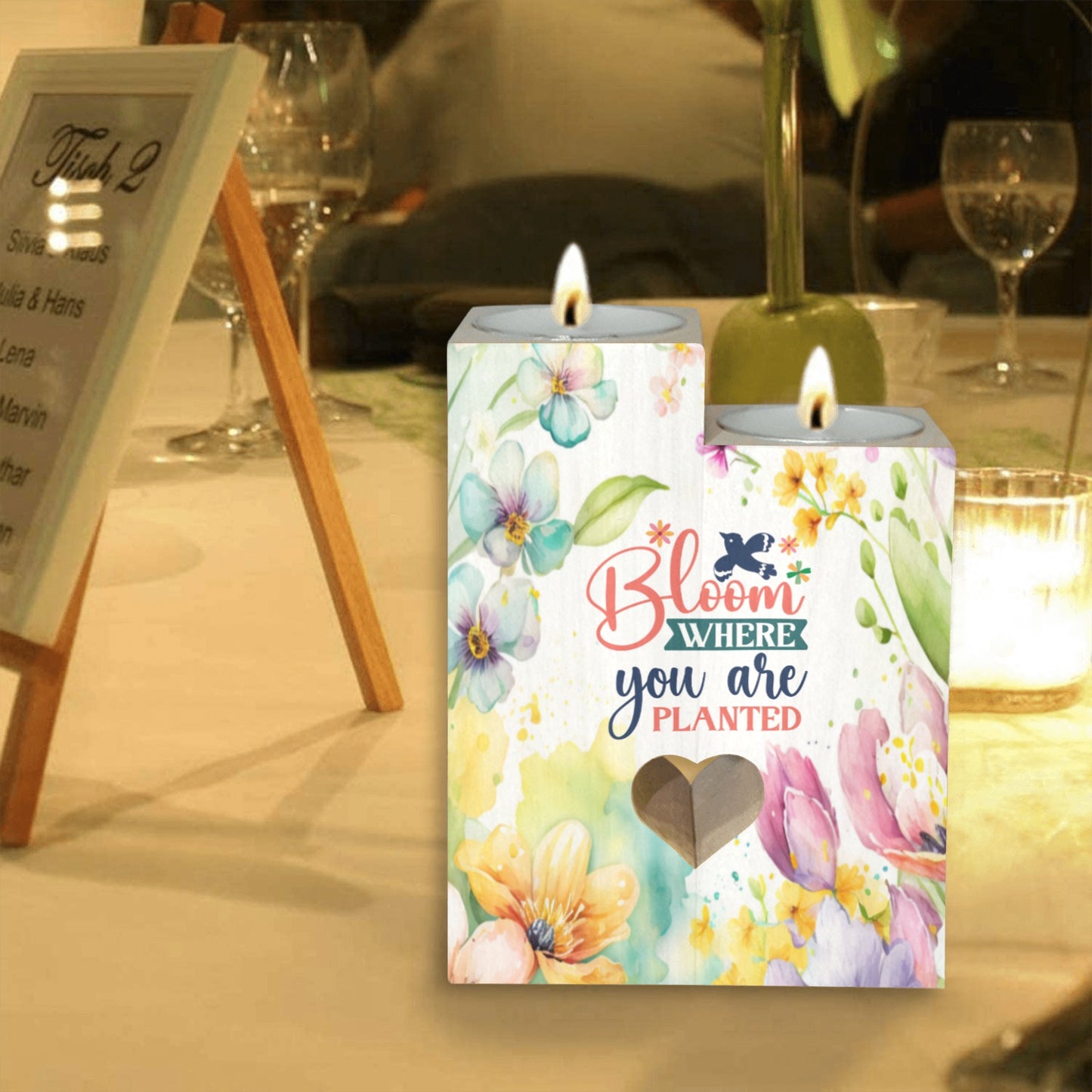 Bloom where you are planted Wooden Candle Wooden Candle Holder (Without Candle)