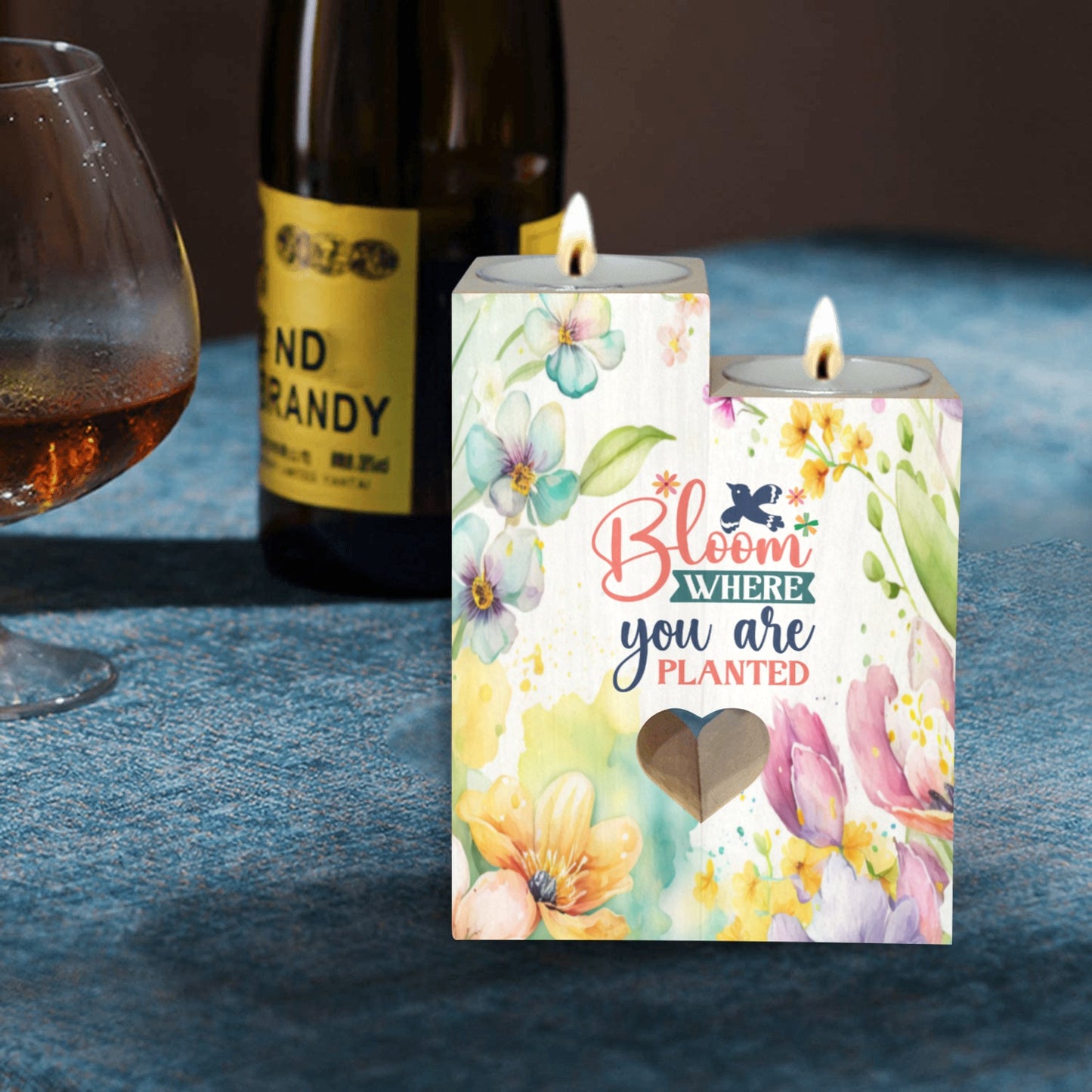 Bloom where you are planted Wooden Candle Wooden Candle Holder (Without Candle)