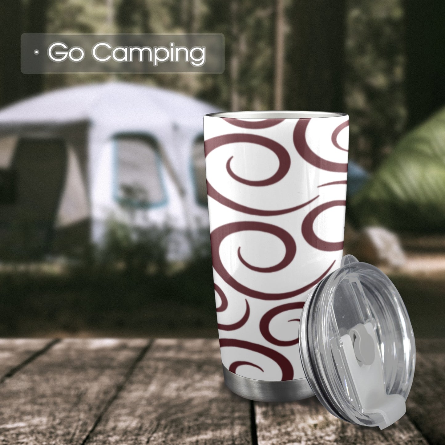 maroon swirl grey background 20oz Mobile Tumbler with Clear Slide Lid