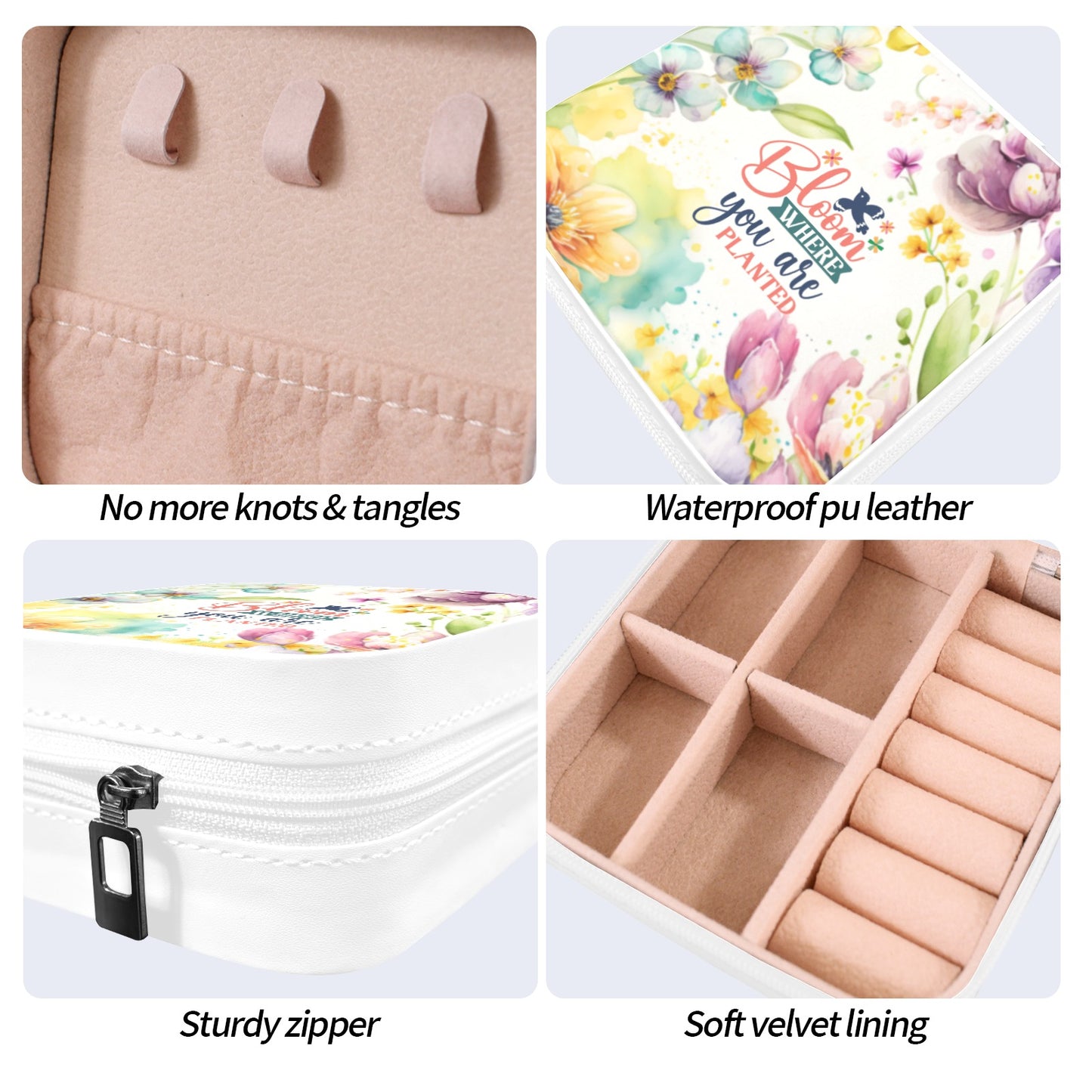Bloom where you are planted Travel Jewelry Case Custom Printed Travel Jewelry Box