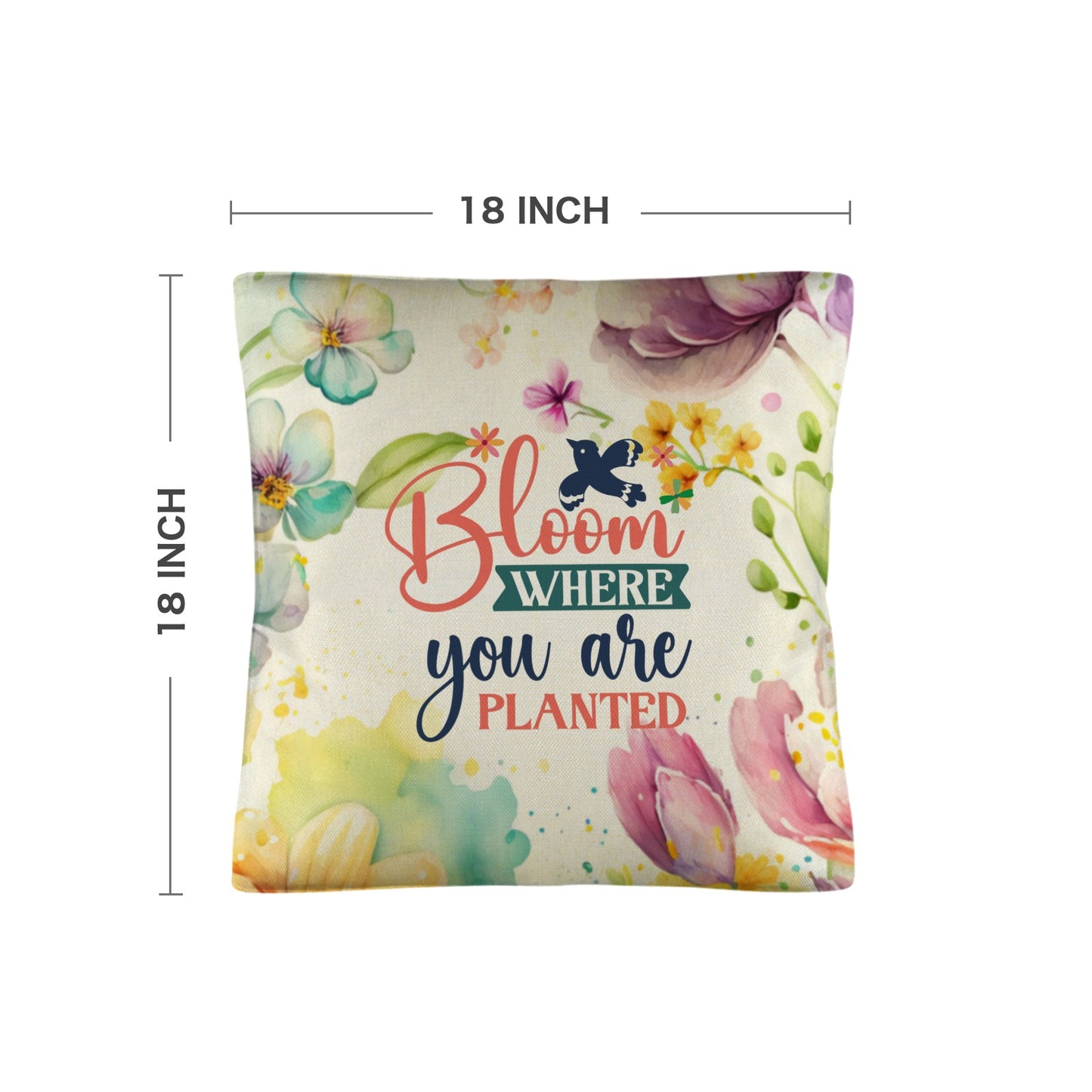 Spring Flowers Blloom where you are planted pillow Linen Pillow Case 18"x18" (One Side)