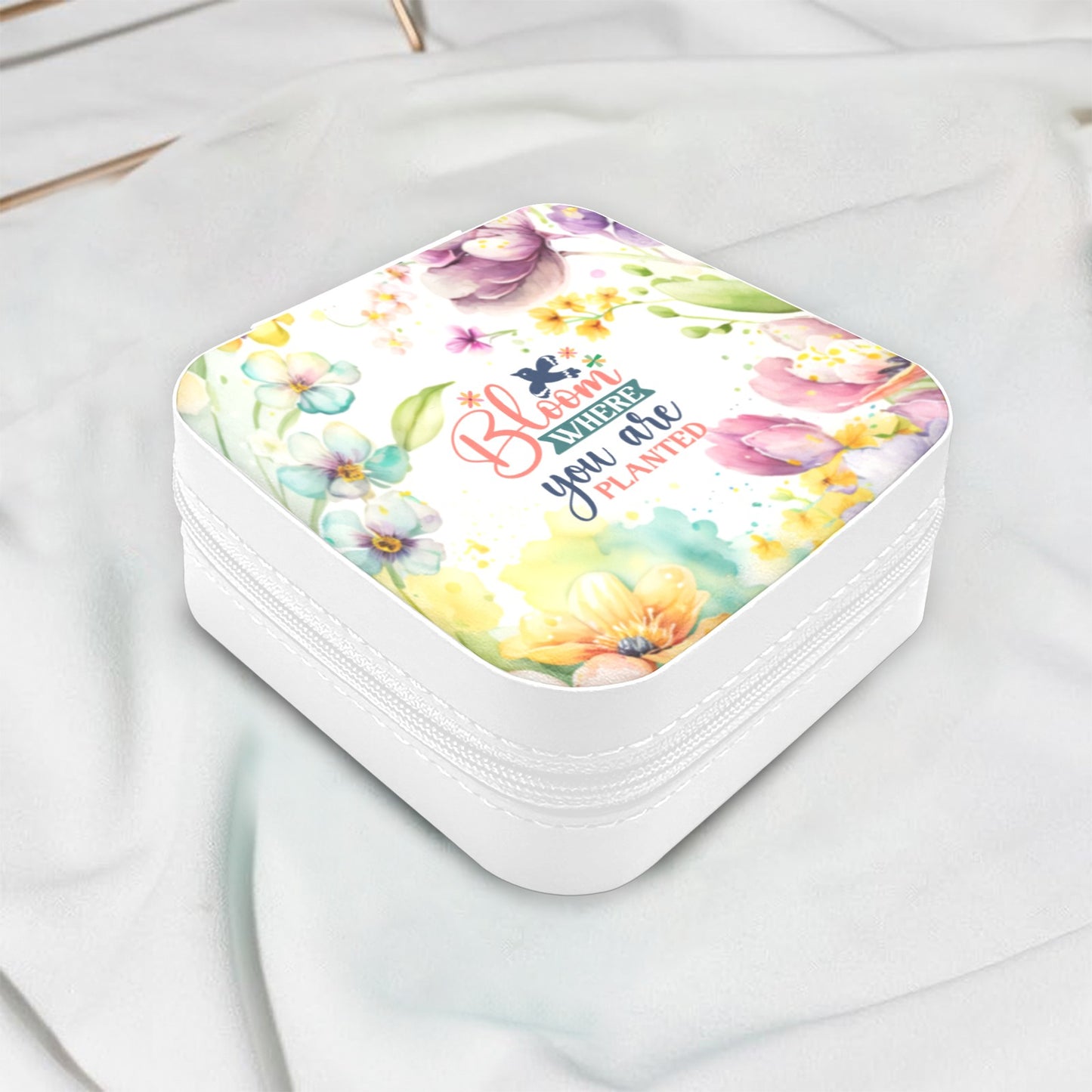 Bloom where you are planted Travel Jewelry Case Custom Printed Travel Jewelry Box