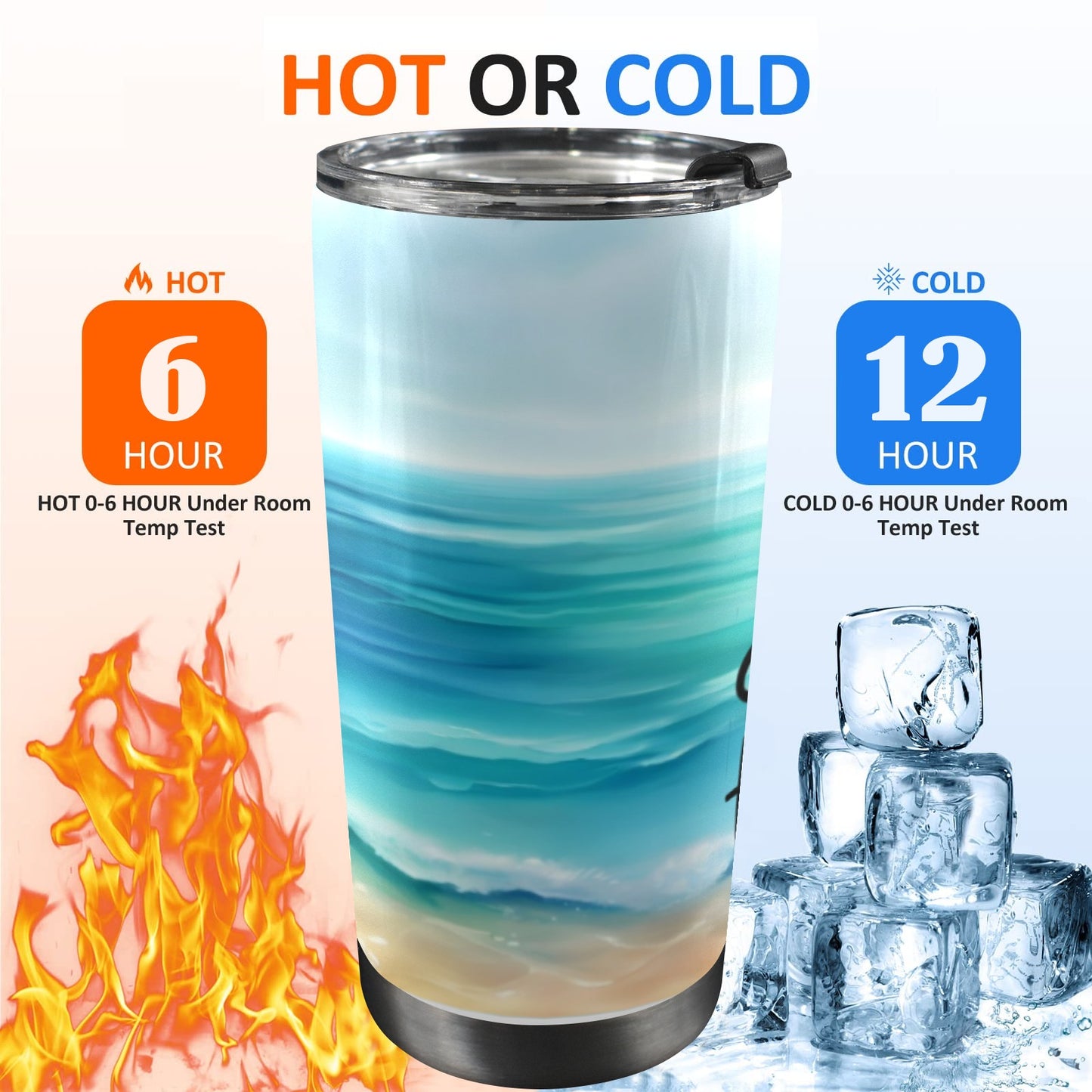 At the beach every hour is happy hour 20oz tumbler 20oz Mobile Tumbler with Lid (Black Lock)