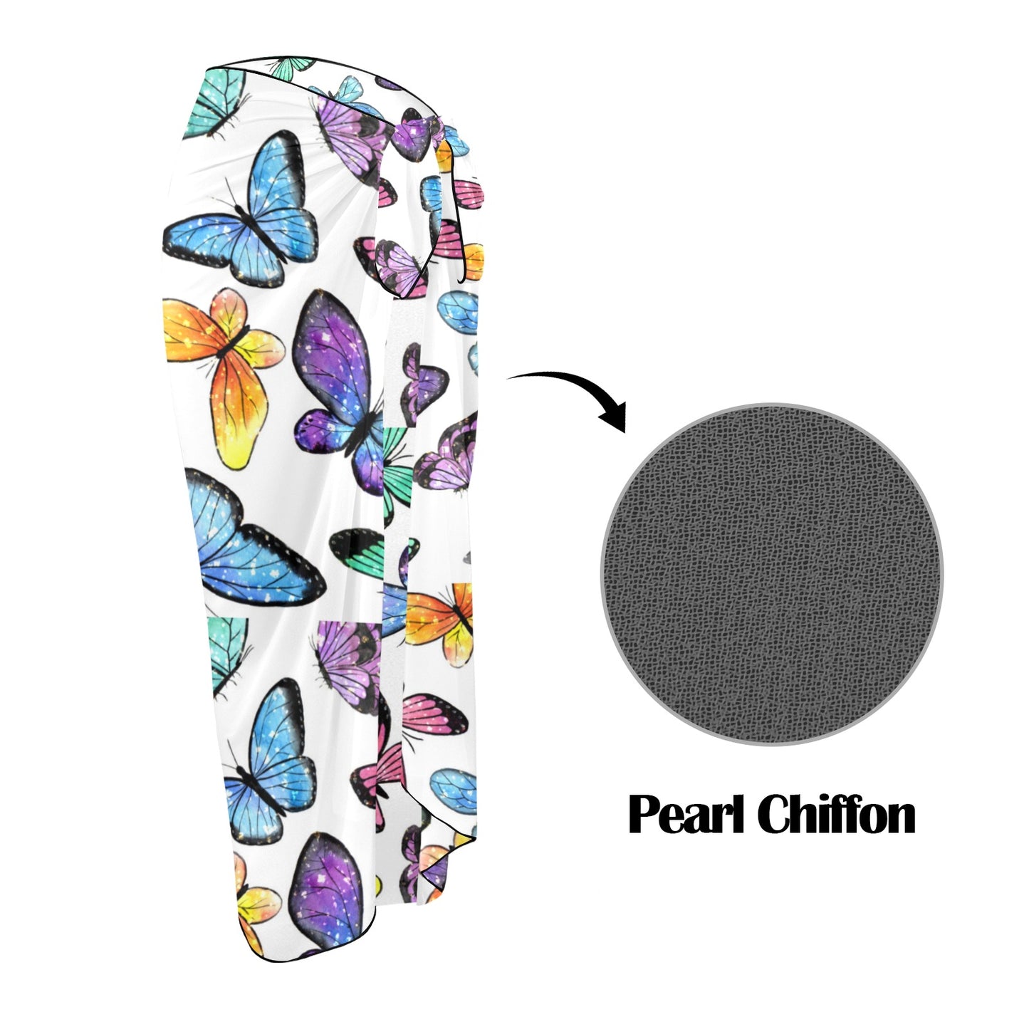 Butterflies womens swim cvoerup long Long Beach Sarong Wrap