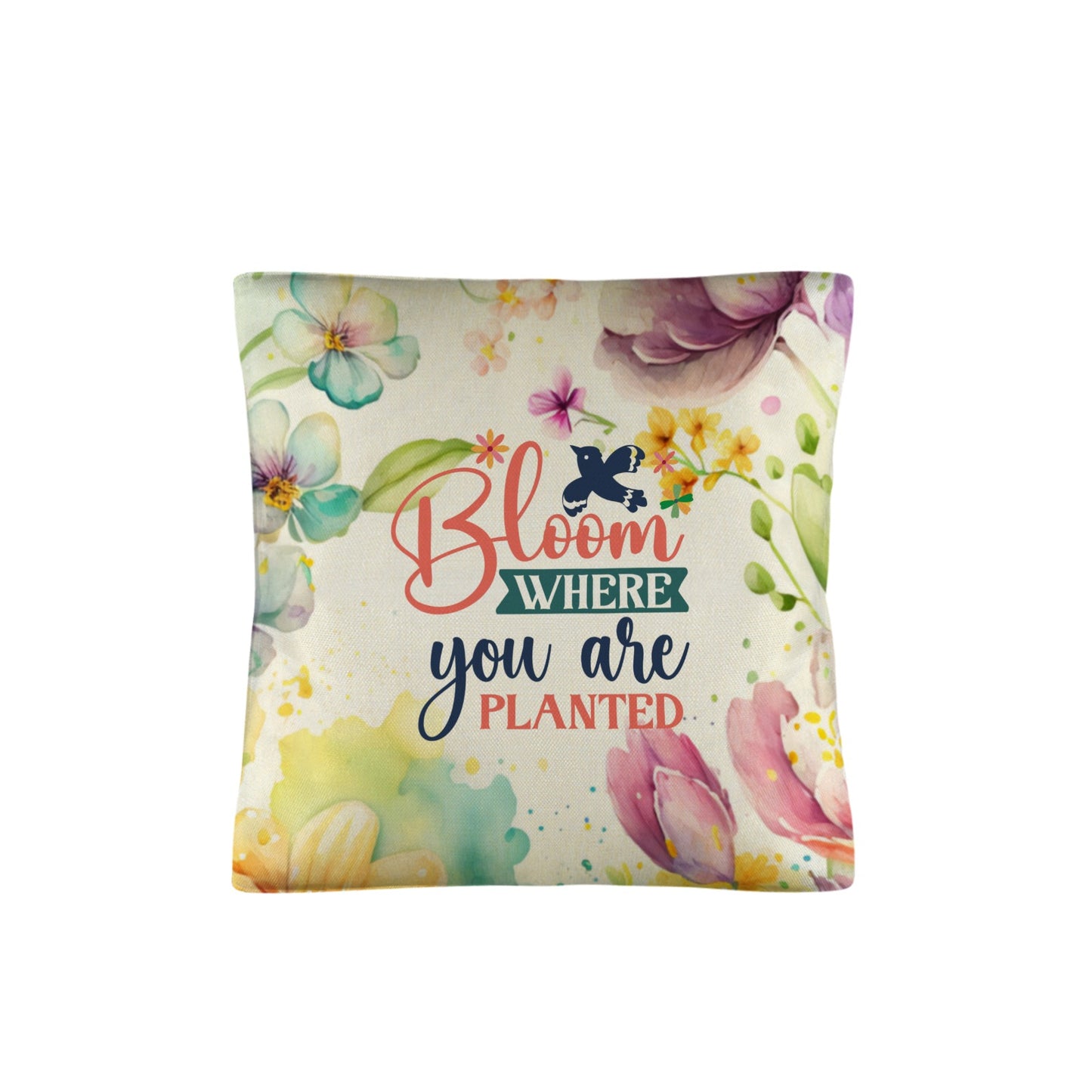 Spring Flowers Blloom where you are planted pillow Linen Pillow Case 18"x18" (One Side)