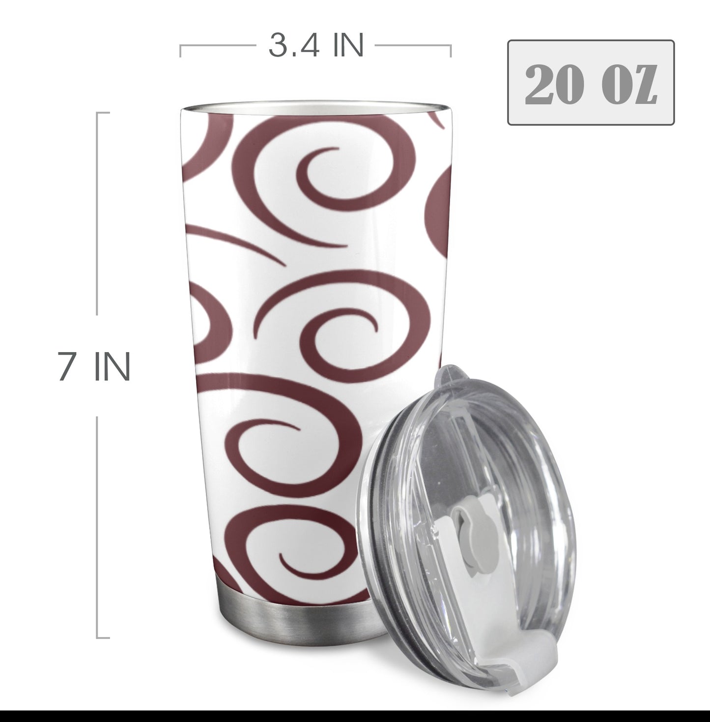 maroon swirl grey background 20oz Mobile Tumbler with Clear Slide Lid