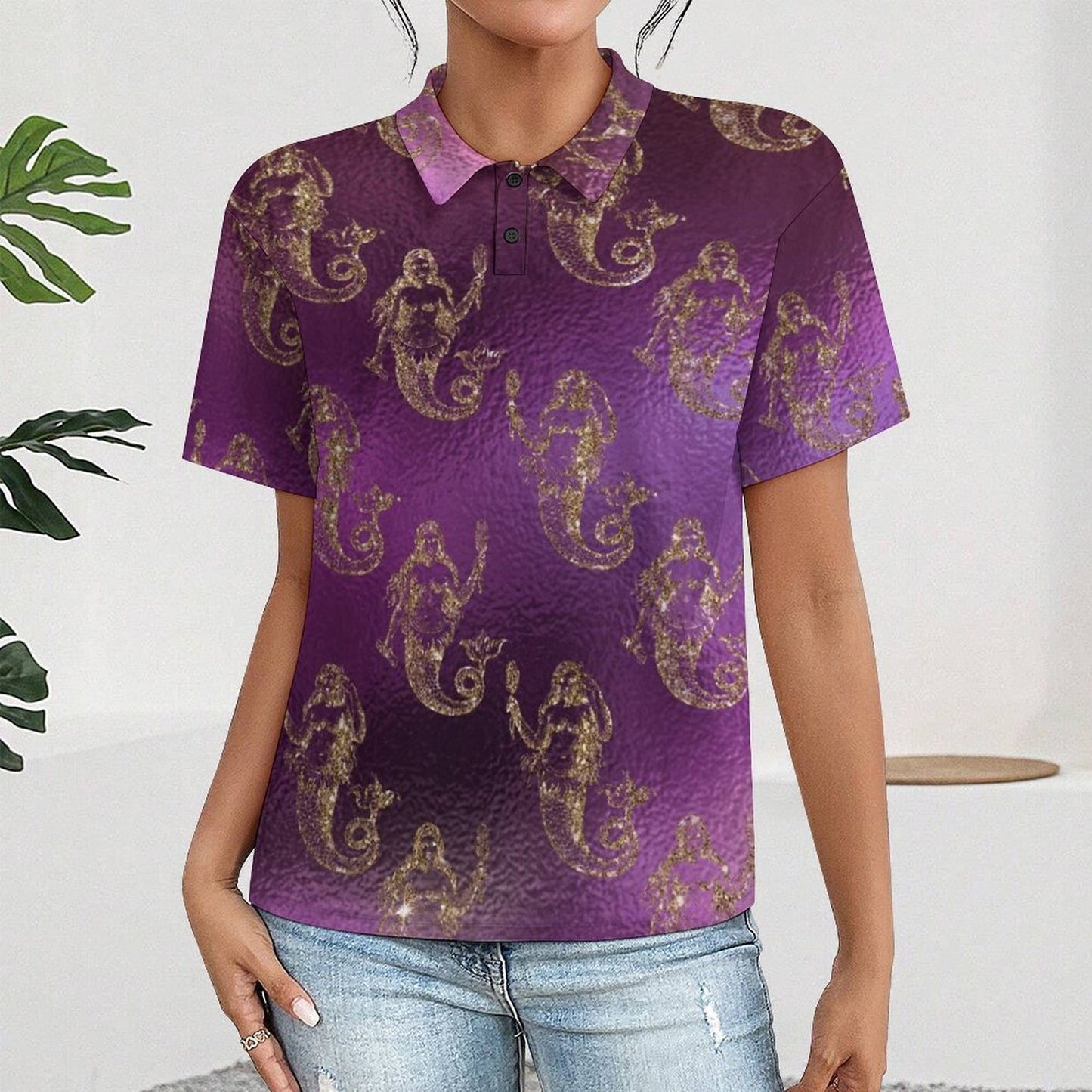 Shoulder buttoned polo shirt Women‘s POLO Shirt