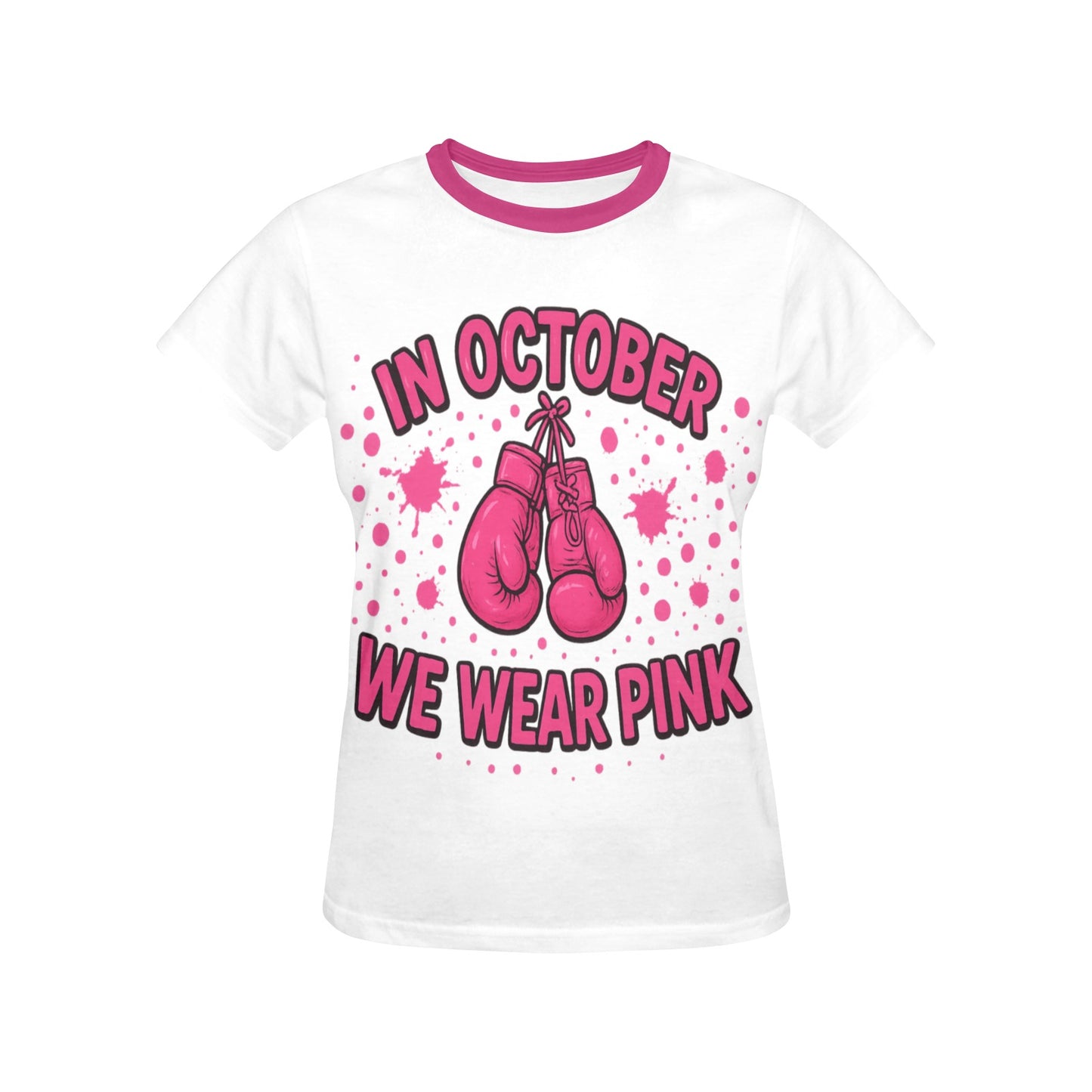 A cure worth fighting for breast cancer awareness womens t-shirt Women's All Over Print Crew Neck T-Shirt (Model T40-2)