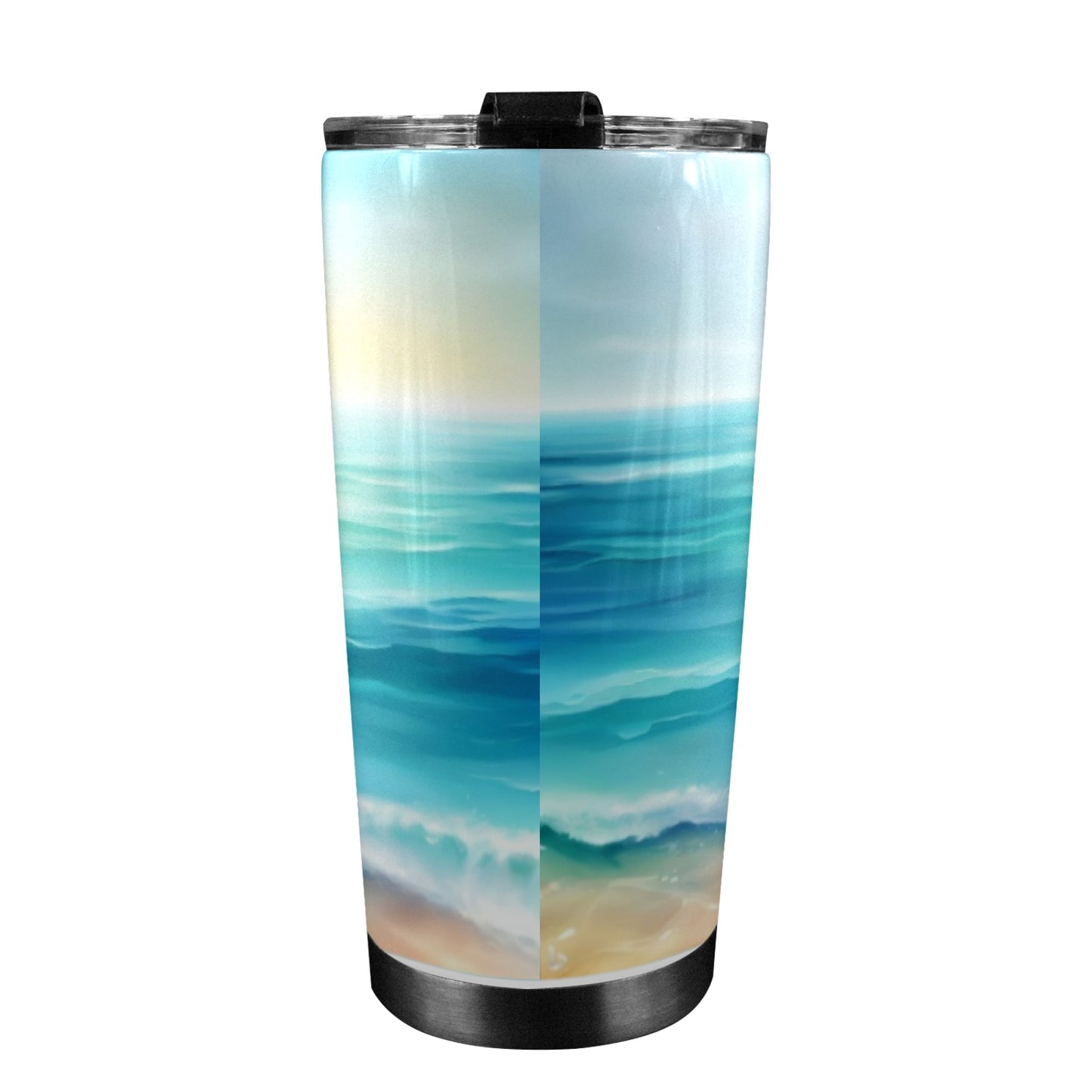 At the beach every hour is happy hour 20oz tumbler 20oz Mobile Tumbler with Lid (Black Lock)