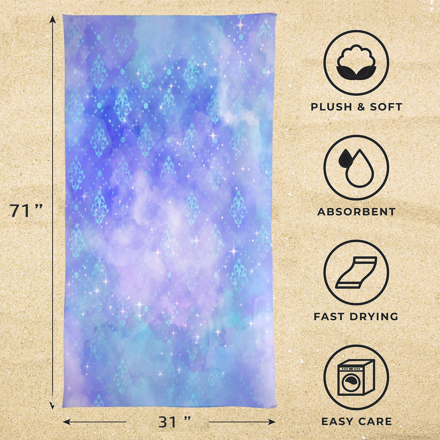 MoonlightSerenade beach towel Beach Towel 31"x71"(NEW)