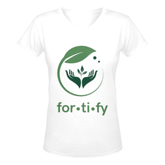 For-ti-fy logo womens v neck tshirt Women's Deep V-neck T-shirt (Model T19)