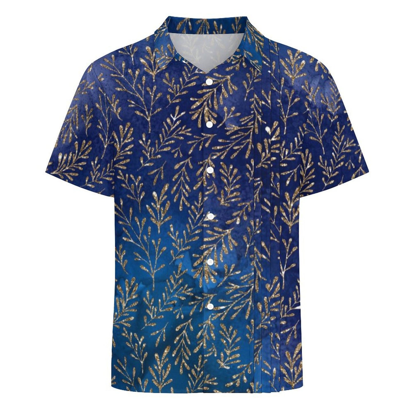 Short sleeved shirt Men's Lapel Collar Folds Design Shirt