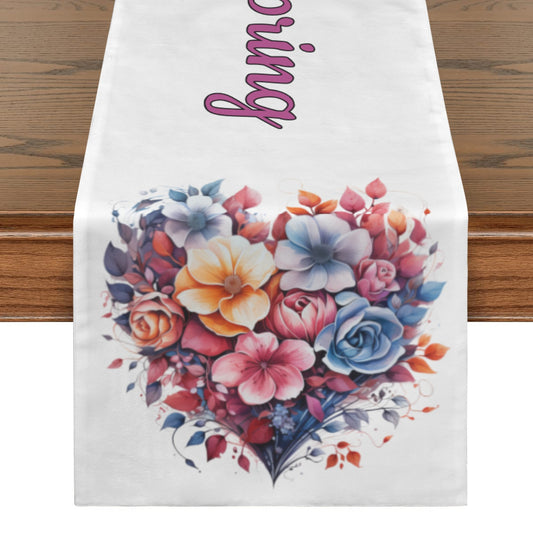 Floral Heart Hello Spring table runner Table Runner 48"x13"