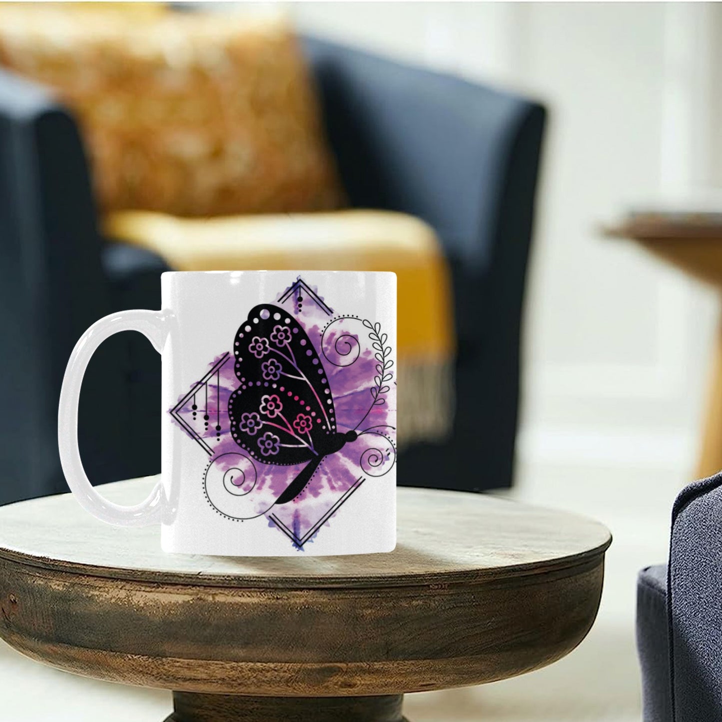 Mug Purple Butterfly See Beauty Within Custom White Mug (11oz)