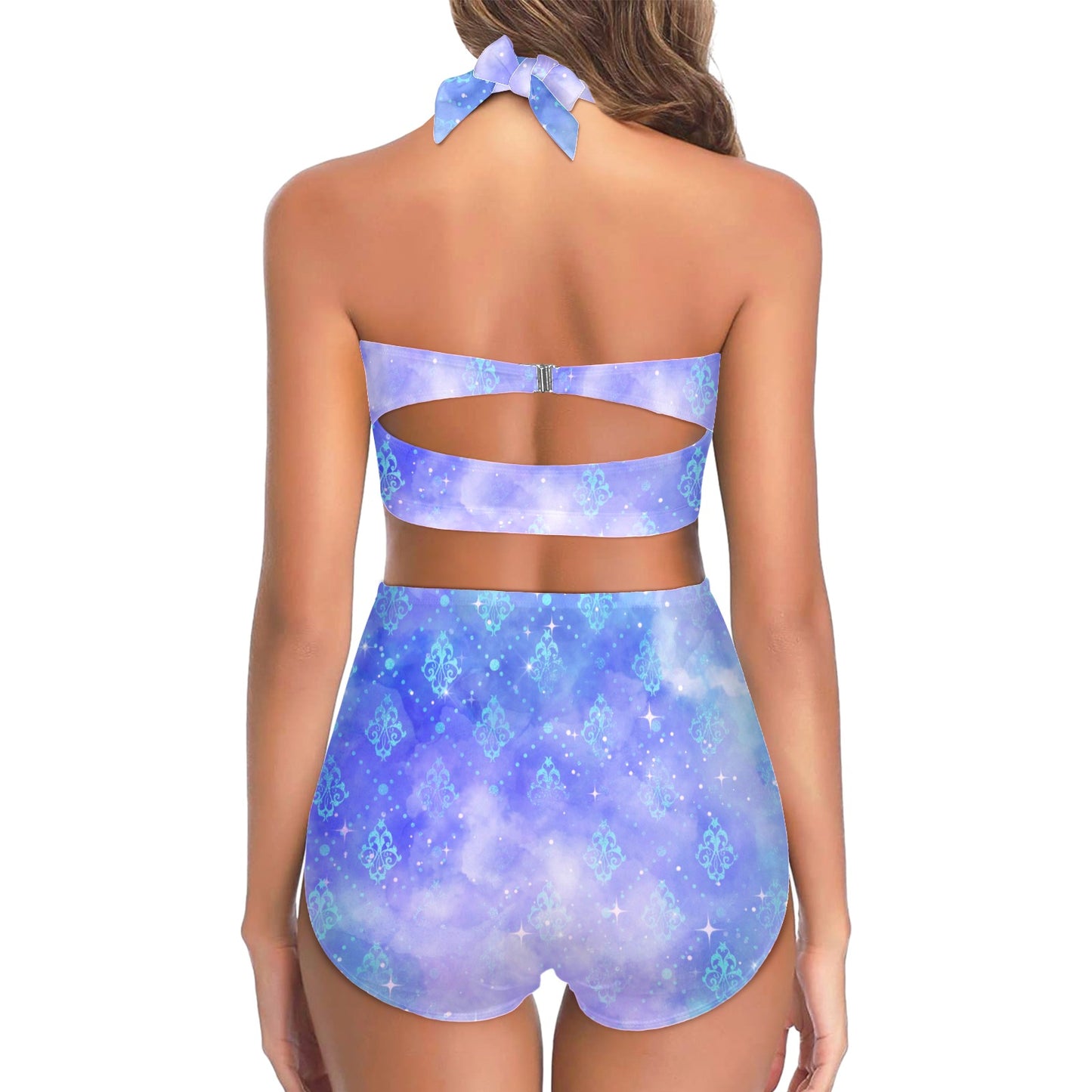 MoonlightSerenade womens 2piece swimwear Women's Halter Neck Gather Chest Bikini Swimsuit
