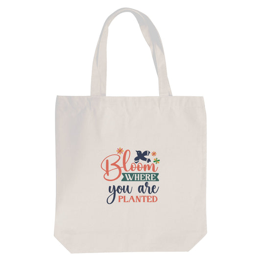 Flowers Bloom where you a re planted canvas bag Cotton Tote Bag (One Side Printing)