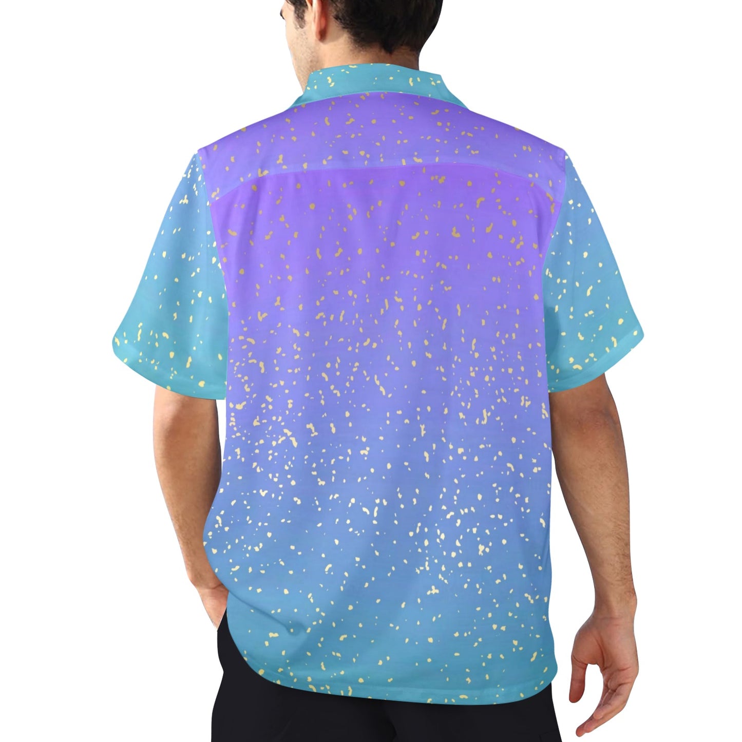 purple-blue gradient mens hawaiin shirt button down front Men's All Over Print Hawaiian Shirt (Model T58)