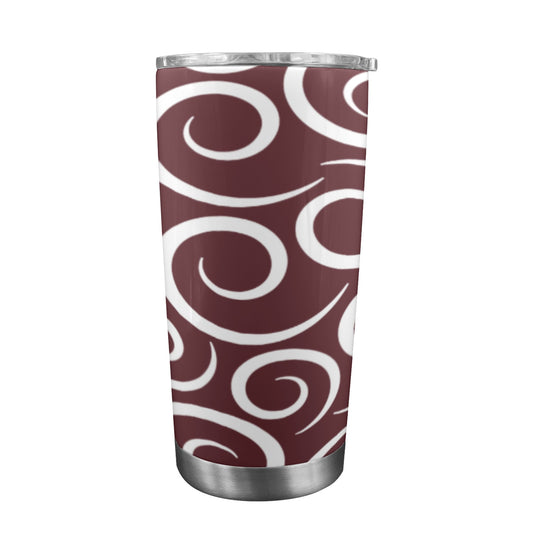 grey swirl maroon background 20oz Mobile Tumbler with Clear Slide Lid
