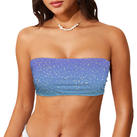 purple-blue  gradient womens bandau bikini top Chest Wrap Bikini Top (Model S36)