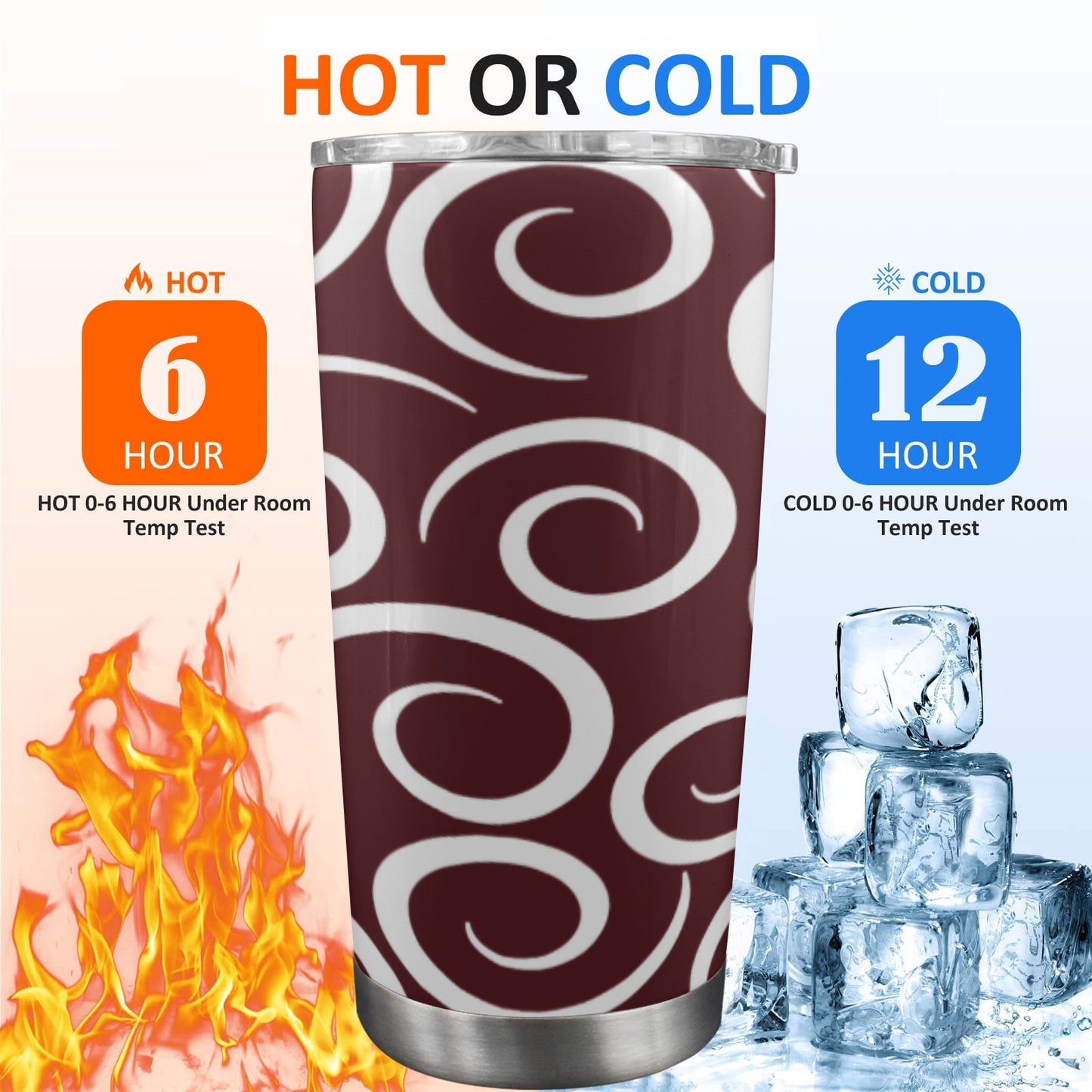 grey swirl maroon background 20oz Mobile Tumbler with Clear Slide Lid