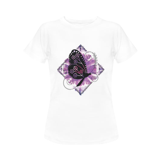 Purple Butterfly Women's T-Shirt in USA Size (Front Printing Only)
