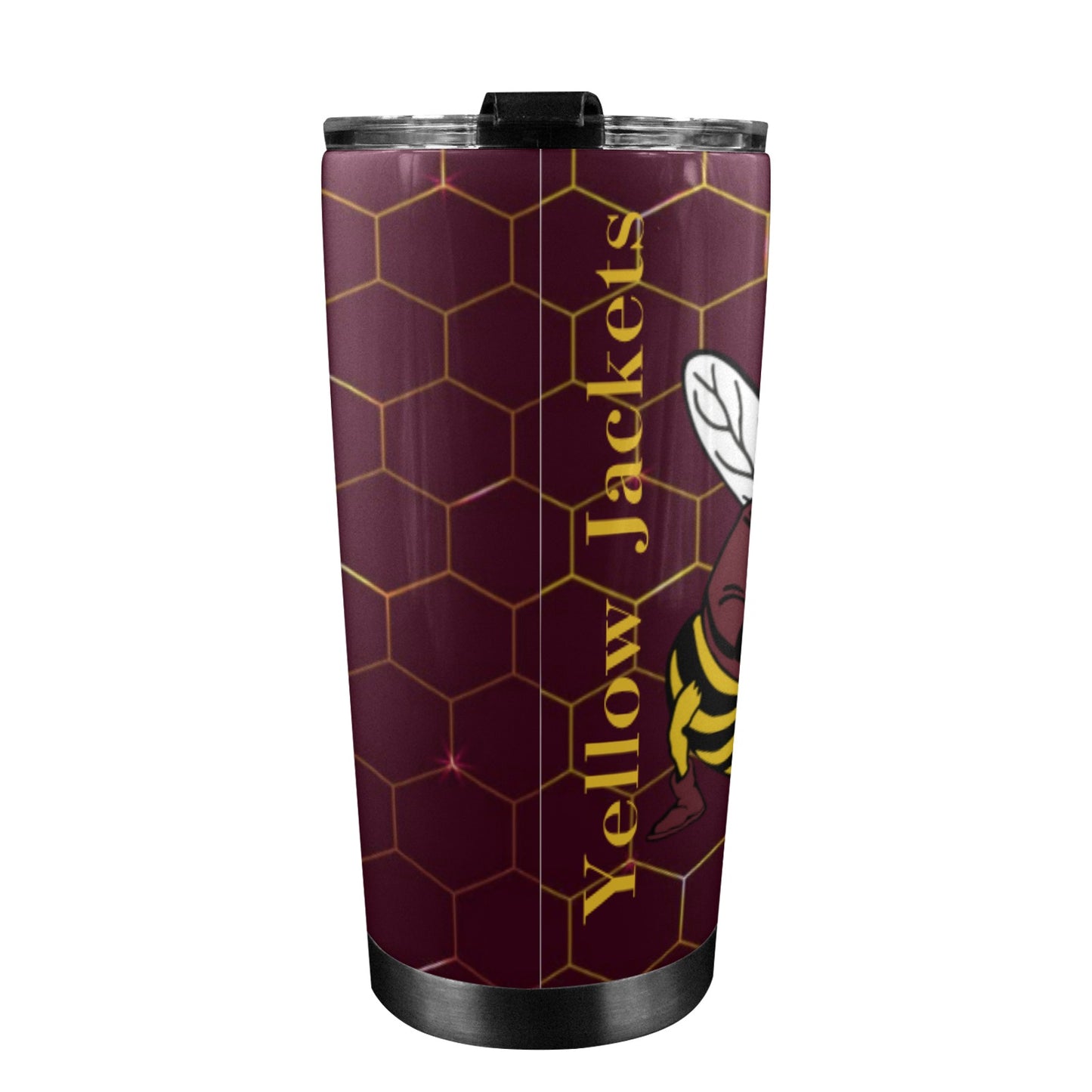Honeycomb maroon YellowJacket mascot 20oz tumbler 20oz Mobile Tumbler with Lid (Black Lock)