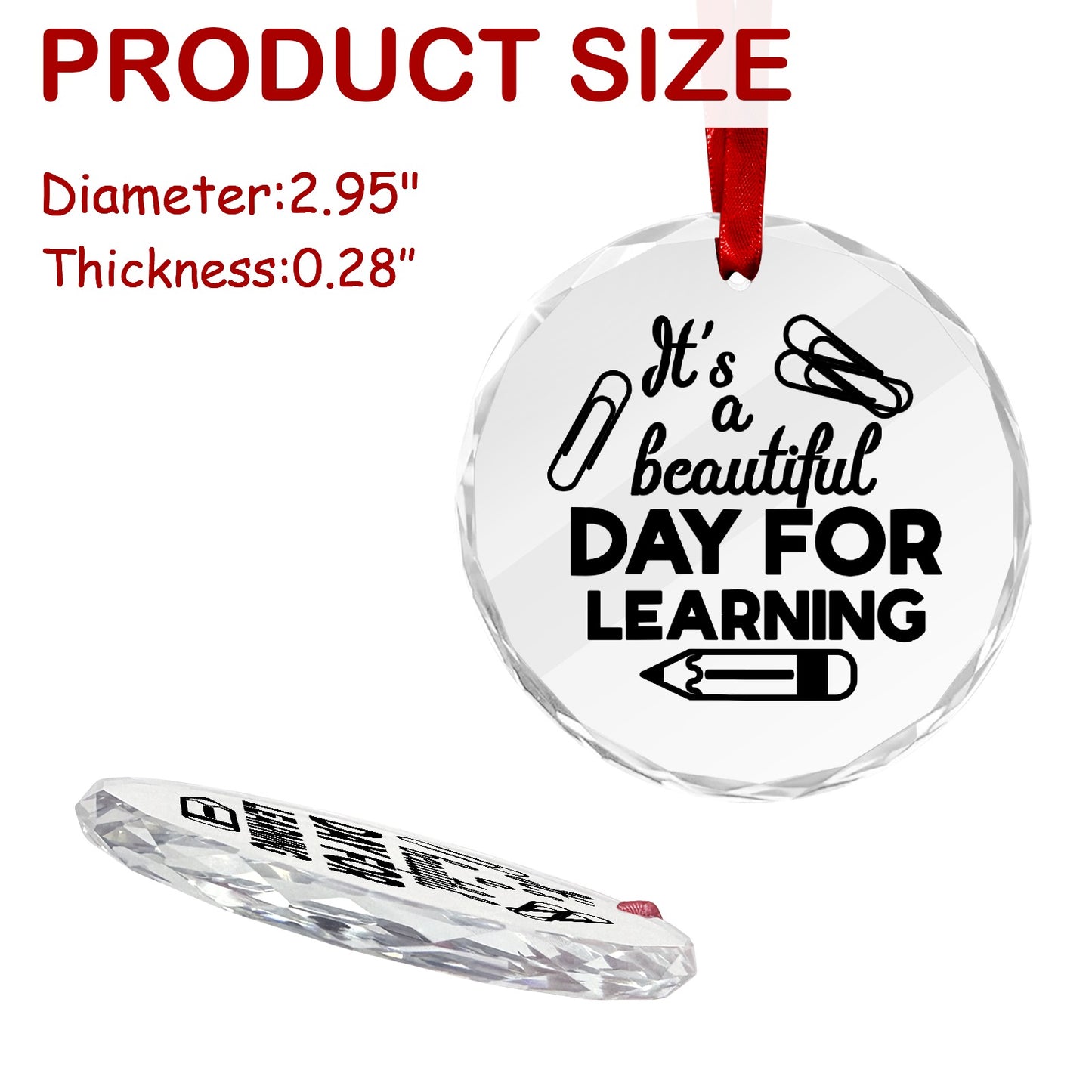 It’s a beautiful day for learning Teacher ornament Round Crystal Glass Ornament-New