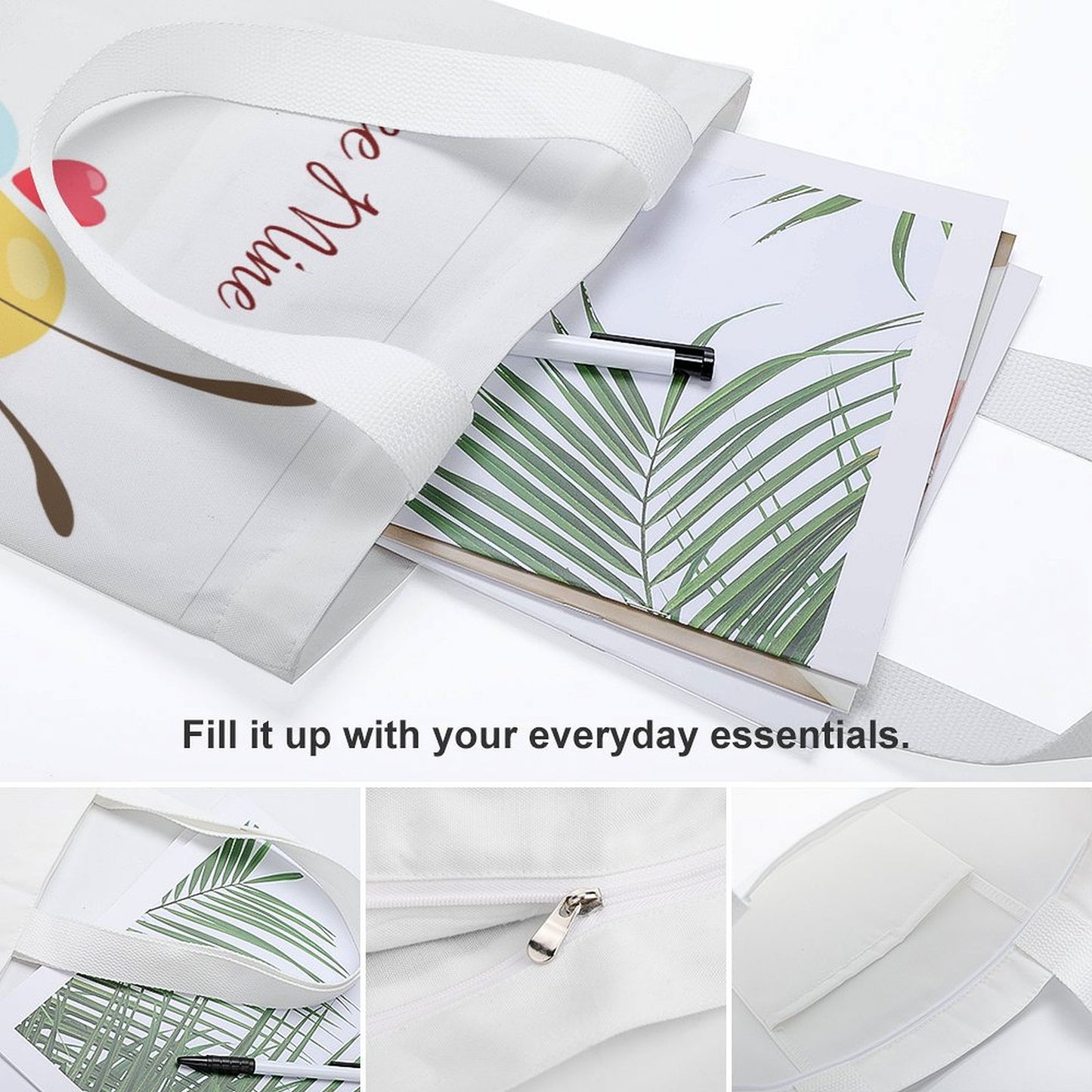 Valentines Canvas Tote Bag  (Two-Sided Print)