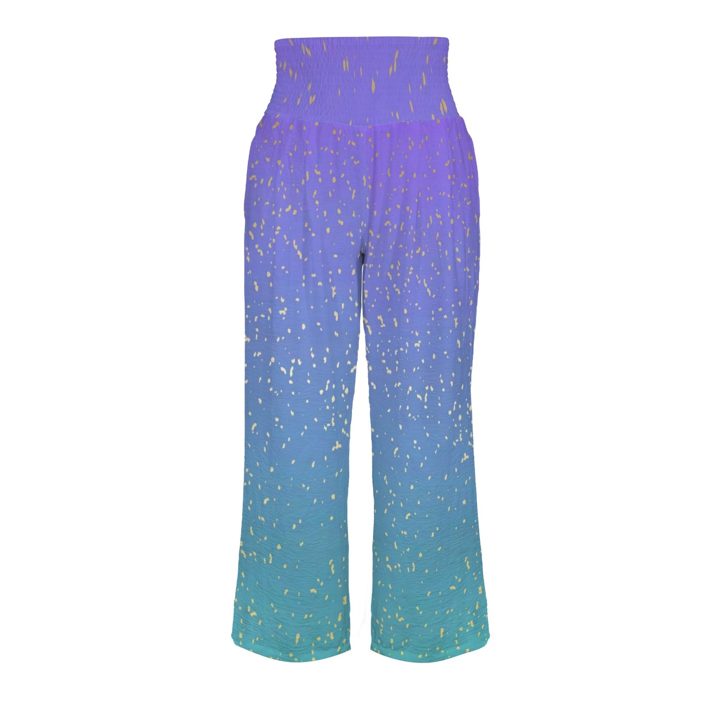 purple-blue gradient womens wide leg elastic waist pants Elastic High Waist Pocket Wide Leg Pants
