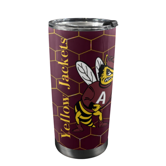 Honeycomb maroon YellowJacket mascot 20oz tumbler 20oz Mobile Tumbler with Lid (Black Lock)