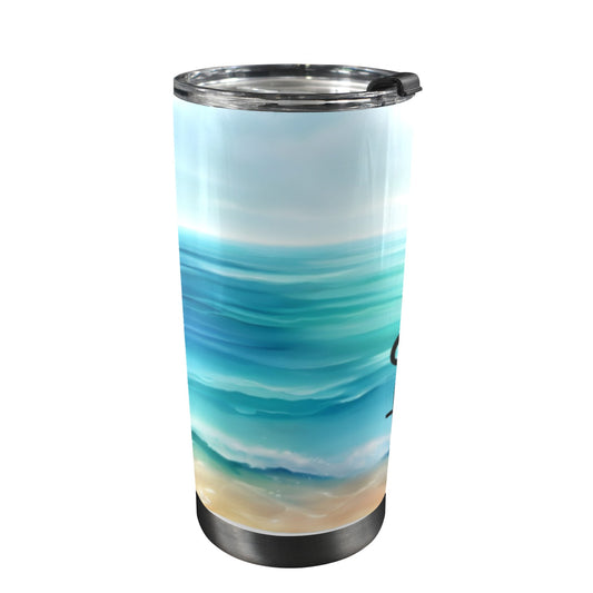 At the beach every hour is happy hour 20oz tumbler 20oz Mobile Tumbler with Lid (Black Lock)