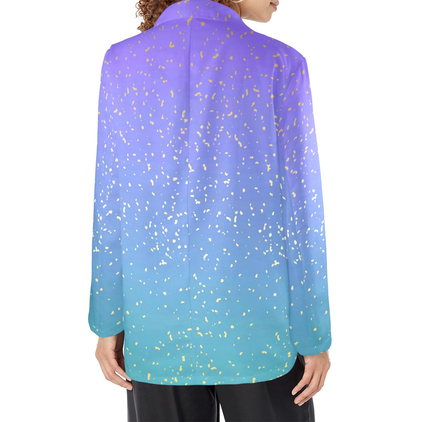 purple-blue gradien womens blazer 1 button Women's All Over Print Blazer (Model H64)