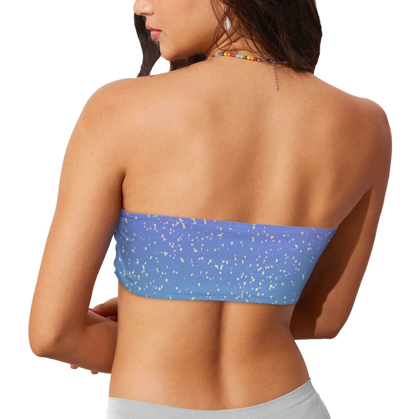 purple-blue  gradient womens bandau bikini top Chest Wrap Bikini Top (Model S36)