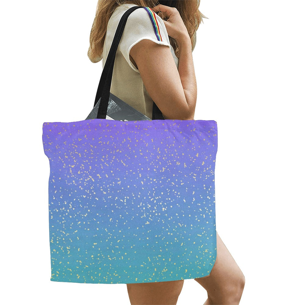 Purple-blue gradient beach tote All Over Print Canvas Tote Bag/Large (Model 1699)