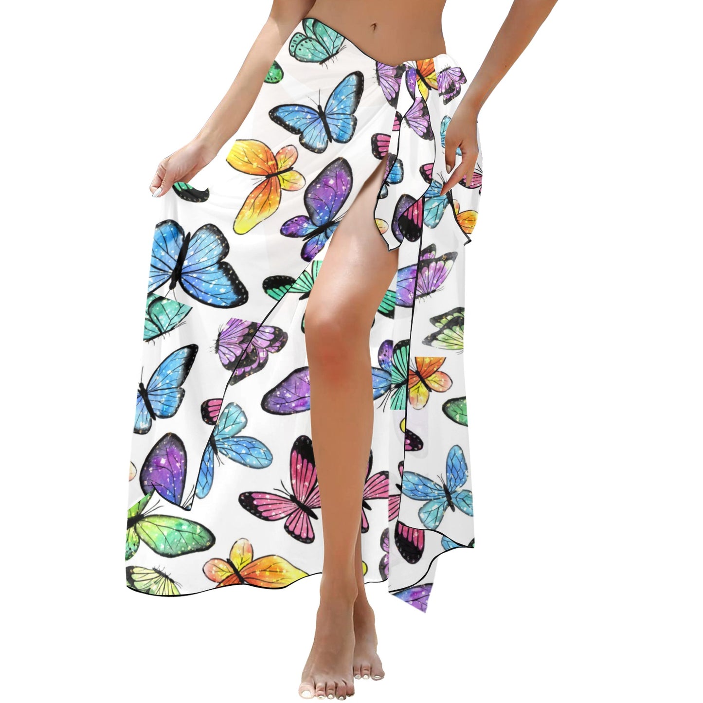 Butterflies womens swim cvoerup long Long Beach Sarong Wrap