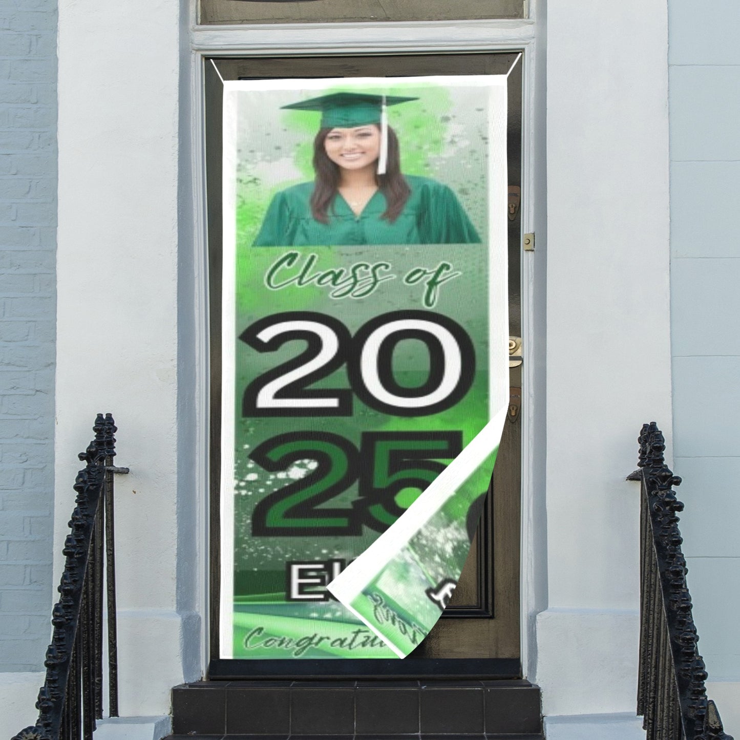 Grad Green door sign custom photo with background Door Banner