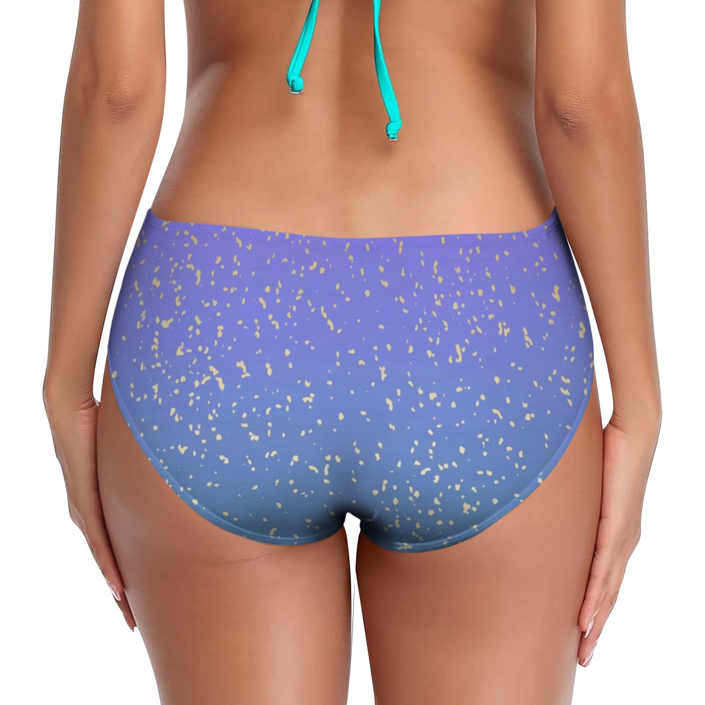 pruple-blue gradient gold specks womens high waist swimsuit bottoms Bikini Bottom (Model S37)