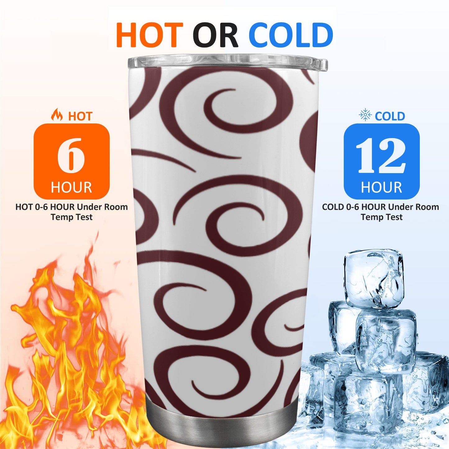 maroon swirl grey background 20oz Mobile Tumbler with Clear Slide Lid