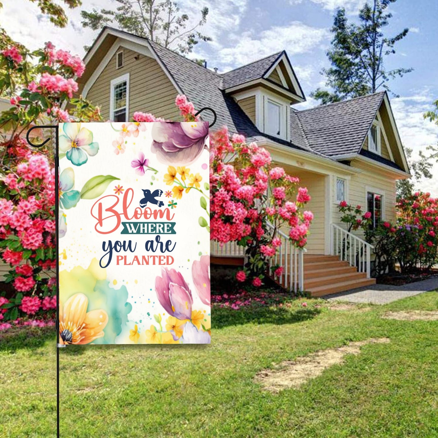 Garden Flag Bloom where youre planted 2 sided Linen Garden Flag 12''x18''