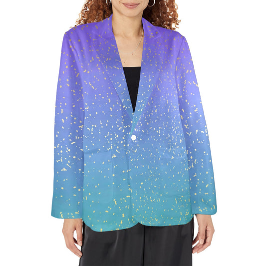 purple-blue gradien womens blazer 1 button Women's All Over Print Blazer (Model H64)